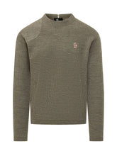 MONCLER GRENOBLE - Maglia Girocollo con Patch Logo - Verde - LIDIASHOPPING® - Official Website