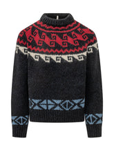 MONCLER GRENOBLE - Maglia con Collo Alto e Motivo Jacquard - Nero - LIDIASHOPPING® - Official Website