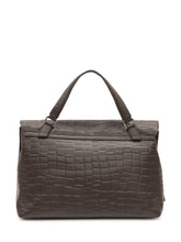 ZANELLATO - Borsa Postina Foulard con Effetto Coccodrillo - Marrone - LIDIASHOPPING® - Official Website