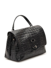 ZANELLATO - Borsa Postina Foulard con Effetto Coccodrillo - Blu - LIDIASHOPPING® - Official Website