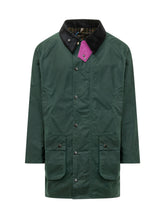 BARBOUR X PAUL SMITH - Giacca Lunga con Colletto a Contrasto - Verde - LIDIASHOPPING® - Official Website