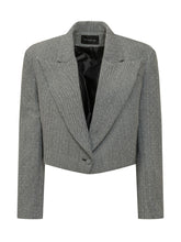 ACTUALEE - Giacca Crop a Spina di Pesce - Grigio - LIDIASHOPPING® - Official Website
