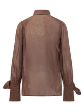 ACTUALEE - Camicia con Maxi Fiocco E Polsini Annodati - Marrone - LIDIASHOPPING® - Official Website