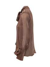 ACTUALEE - Camicia con Maxi Fiocco E Polsini Annodati - Marrone - LIDIASHOPPING® - Official Website