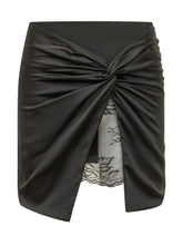 ACTUALEE - Draped Skirt with Lace Insert - Black - LIDIASHOPPING® - Official Website