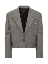 THE ATTICO - Blazer Corto con Fantasia Principe di Galles - Grigio - LIDIASHOPPING® - Official Website