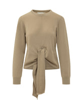 TELA - Finley Crewneck Sweater with Front Knot - Beige - LIDIASHOPPING® - Official Website