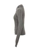 TELA - Joy Ribbed Cardigan with Collar - Grey - LIDIASHOPPING® - Official Website