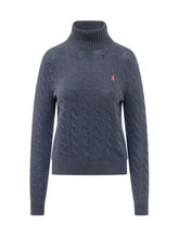 POLO RALPH LAUREN - Pullover a Trecce con Collo Alto - Blu - LIDIASHOPPING® - Official Website