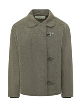 ADHOCONCEPT - Short Tweed Jacket with Metal Clasps - Green - LIDIASHOPPING® - Official Website