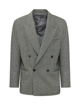 MARSEM - Oversized Herringbone Double-Breasted Blazer - Grey - LIDIASHOPPING® - Official Website