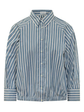 BRUNELLO CUCINELLI - Striped Shirt with Gathered Hem - Blue - LIDIASHOPPING® - Official Website