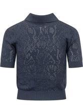 DONDUP - Openwork Short Sleeve Polo - Blue - LIDIASHOPPING® - Official Website
