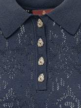 DONDUP - Openwork Short Sleeve Polo - Blue - LIDIASHOPPING® - Official Website