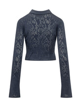 DONDUP - Openwork Cardigan with Collar - Blue - LIDIASHOPPING® - Official Website