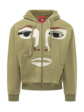 KIDSUPER - Felpa con Cappuccio e Volto Applicato - Verde - LIDIASHOPPING® - Official Website