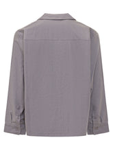 KIDSUPER - Loose silhouette shirt featuring an open collar, long sleeves and concealed front fastening. Detailed with contrasting vertical panels and figurative appliques depicting eyes, nose and lips. - Purple - LIDIASHOPPING® - Official Website
