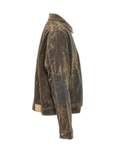 KIDSUPER - Short jacket featuring a straight silhouette, classic collar and front zip fastening. Detailed with long sleeves, a distressed effect surface, graphic sleeve accents and an eye shaped applique on the - - LIDIASHOPPING® - Official Website