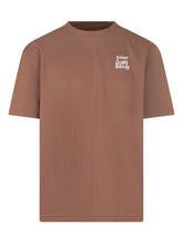 KIDSUPER - Relaxed fit T-shirt featuring a ribbed crew neck, short sleeves and slightly dropped shoulders. Detailed with a stylized lettering print across the upper front and a straight hem. - Brown - LIDIASHOPPING® - Official Website