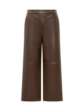 Max Mara Studio Pantaloni Culotte in Pelle Marrone - Abbigliamento Donna | Lidia Shopping