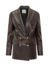 Tagliatore Brown Leather Double-Breasted Jacket with Gold Buttons - Collezione Happy Birthday | Lidia Shopping