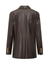 Tagliatore Brown Leather Double-Breasted Jacket with Gold Buttons - Collezione Happy Birthday | Lidia Shopping