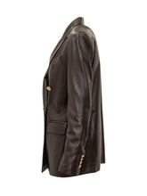 Tagliatore Brown Leather Double-Breasted Jacket with Gold Buttons - Collezione Happy Birthday | Lidia Shopping