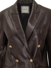 Tagliatore Brown Leather Double-Breasted Jacket with Gold Buttons - Collezione Happy Birthday | Lidia Shopping