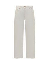 7 For All Mankind White Straight Jeans with Raw Hem - 7 For All Mankind | Lidia Shopping