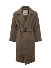 A Paper Kid Wool Prince of Wales Coat with Belt - A Paper Kid | Lidia Shopping