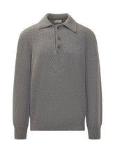 A Paper Kid Grey Wool Polo Sweater with Buttons - A Paper Kid | Lidia Shopping