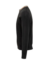 Maglia Girocollo Nera con Dettaglio Check Burberry - Abbigliamento Uomo | Lidia Shopping