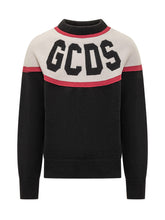 Maglione Nero con Logo a Contrasto GCDS - Abbigliamento Uomo | Lidia Shopping