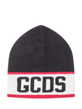 GCDS Logo Knit Beanie in Lana Nera - Accessori Uomo | Lidia Shopping
