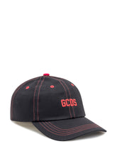 GCDS Cappellino Nero con Cuciture Rosse e Logo - Accessori Uomo | Lidia Shopping