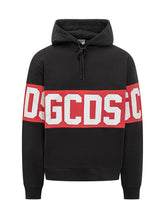 GCDS Felpa Nera con Logo Rosso e Cappuccio - Abbigliamento Uomo | Lidia Shopping