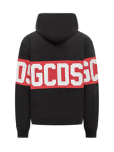 GCDS Felpa Nera con Logo Rosso e Cappuccio - Abbigliamento Uomo | Lidia Shopping
