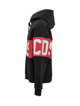 GCDS Felpa Nera con Logo Rosso e Cappuccio - Abbigliamento Uomo | Lidia Shopping