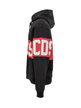 GCDS Felpa Nera con Logo Rosso e Cappuccio - Abbigliamento Uomo | Lidia Shopping