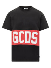 GCDS Black T-shirt with Red Logo Band - Collezione Happy Birthday | Lidia Shopping
