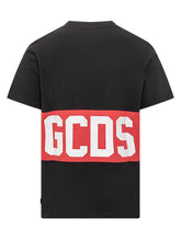 T-shirt Nera con Fascia Rossa Logo GCDS - Abbigliamento Uomo | Lidia Shopping