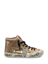 Golden Goose Kids Mid Star Sneakers with Gold Sequins - Collezione Happy Birthday | Lidia Shopping