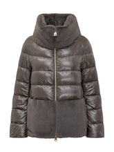 Piumino Grigio con Inserti in Pelliccia Herno - Abbigliamento Donna | Lidia Shopping