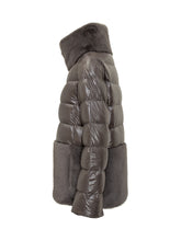 Piumino Grigio con Inserti in Pelliccia Herno - Abbigliamento Donna | Lidia Shopping