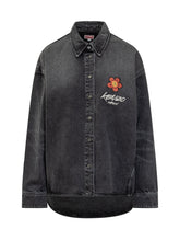 Kenzo Camicia Nera in Denim con Ricamo Floreale - Abbigliamento Donna | Lidia Shopping