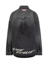 Kenzo Camicia Nera in Denim con Ricamo Floreale - Abbigliamento Donna | Lidia Shopping