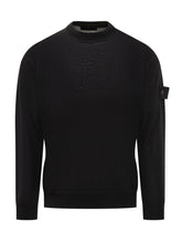 Stone Island Maglia Girocollo Nera in Lana Leggera - Abbigliamento Uomo | Lidia Shopping