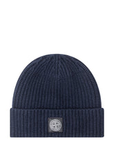 Stone Island Cappello Beanie Blu con Logo - Accessori Uomo | Lidia Shopping