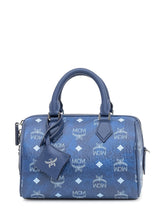 Borsa MCM Ella VI Boston in Visetos Blu - Borse A Mano Donna | Lidia Shopping