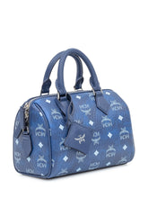 Borsa MCM Ella VI Boston in Visetos Blu - Borse A Mano Donna | Lidia Shopping